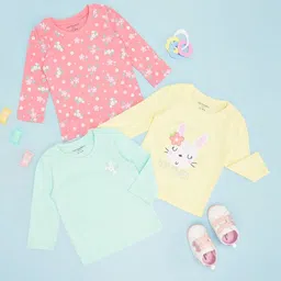 Pantaloons Baby Girls Floral Drop-Shoulder Sleeves Applique T-shirt-36