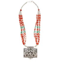 Imli Street Elephant Design Peach & Green Necklace image 2