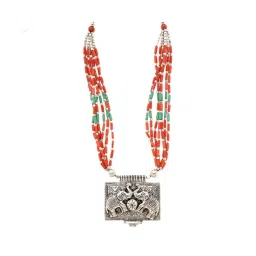 Imli Street Elephant Design Peach & Green Necklace image 3