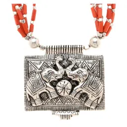Imli Street Elephant Design Peach & Green Necklace image 5