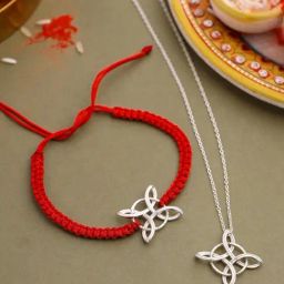 Kicky & Perky 925 Sterling Silver Celtic Knot Rakhi Convert to Pendant with Chain-image-60