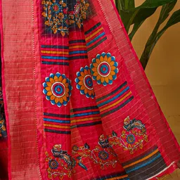 Anouk Rustic Kalamkari Zari Block Print Saree image 4