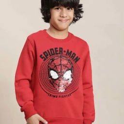 Kidsville Red Cotton Printed Full Sleeves Spiderman Sweatshirt-image-7