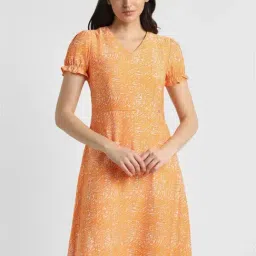 Allen Solly Orange Printed A-Line Dress-image-29
