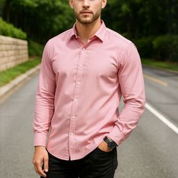 HERE&NOW Men Pink Solid Linen Casual Shirts-picture-39