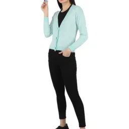 Monte Carlo Blue Self Design Open Front Cardigan image 4