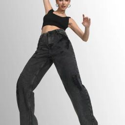 Bene Kleed Black Cotton Straight Trousers-picture-24