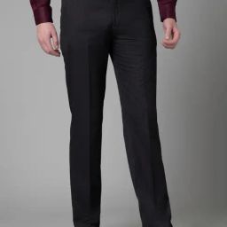 Cantabil Charcoal Black Regular Fit Self Pattern Trousers image 4