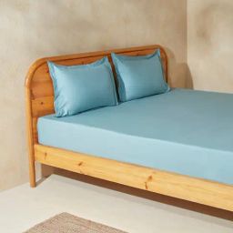 Westside Home Dusty Blue Double Bed Flat Sheet and Pillowcase Set-image-48
