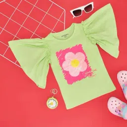 Pantaloons Baby Kids Paradise Green Cotton Relaxed Fit Top-picture-29