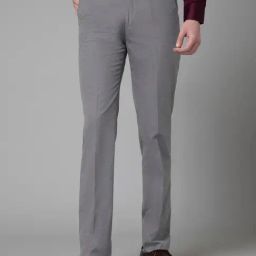 Cantabil Light Grey Regular Fit Self Pattern Trousers-picture-20