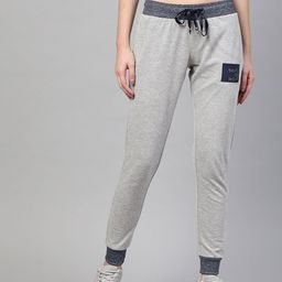 M7 by Metronaut Women Grey Melange Slim Fit Solid Joggers-image-89