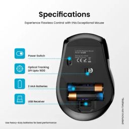 Portronics Toad 32 2.4GHz Wireless Optical Mouse with 6 Button Design, Noiseless Clicks (Black) image 5