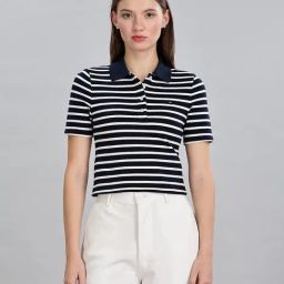 Tommy Hilfiger Navy Organic Cotton Stripes Polo T-Shirt-picture-19