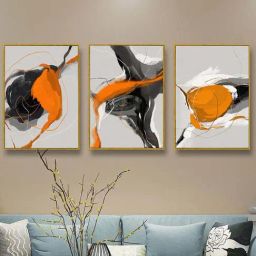 Art Street Multicolor Landscape Canvas Prints For Elk Leaf Interior Paintings Wall Art - Set of 3-image-0