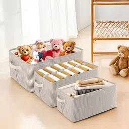 Myntra Elegant Homes White 3 Pieces Striped Wardrobe Multi-Utility Organisers-23