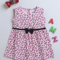 Bumzee Kids Pink Cotton Printed Frock-image-56