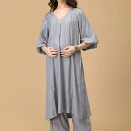 The Mom Store Woven Design Tunic With Trousers Maternity & Nursing Co-Ords-picture-42