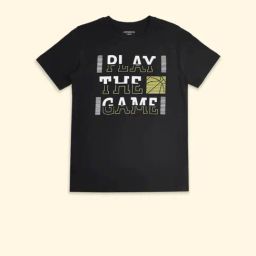 Pantaloons Junior Black Cotton Printed T-Shirt-image-89