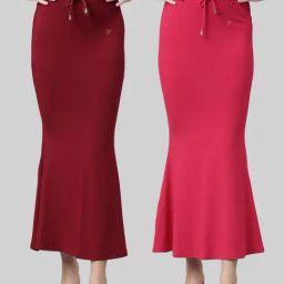 TWIN BIRDS Maroon & Pink Plain Saree Shapewear - Pack Of 2-image-79