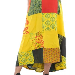 Exotic India Wrap-Around Long Skirt With Printed Patch-work image 4