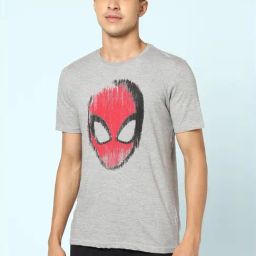 Ajile by Pantaloons Light Grey Melange Cotton Slim Fit Printed Lounge T-Shirt-picture-29