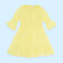 Pantaloons Junior Yellow Cotton Self Pattern Dress-image-34