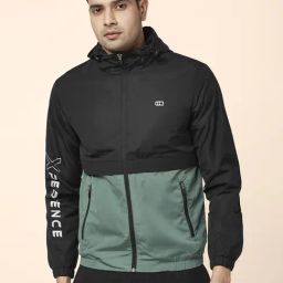 Ajile by Pantaloons Black Regular Fit Colour Block Hooded Jacket-image-39