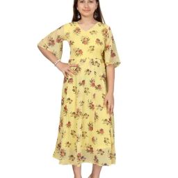 Aarika Kids Yellow Floral Print Dress-image-71