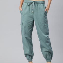 Popnetic High-Rise Pure Cotton Cargo Joggers-image-62