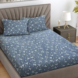 Myntra Elegant Homes Blue & White Printed Woollen 300 TC King Bedsheet Set 2.5 m x 2.25 m-image-71