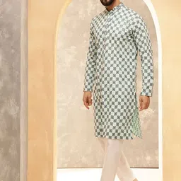 SOJANYA Men Geometric Embroidered Thread Work Kurta-15