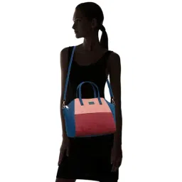 Caprese Meridet Red & Pink Color Block Medium Handbag image 2