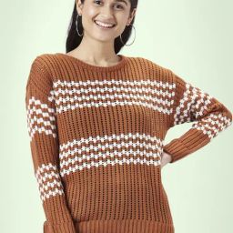 Honey by Pantaloons Brown Jacquard Pattern Sweater-image-85