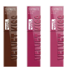 Ramp Walk Velvet Kiss Set Of 3 Waterproof Liquid Lipstick - 3.5 ml Each-Shade 07-08-10-6