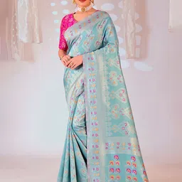 Florence Woven Design Zari Silk Blend Kanjeevaram Saree-picture-11