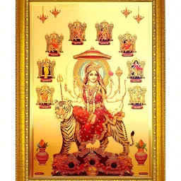 ADA Handicraft Gold-Toned & Red Shree Navdurga Wood Wall Photo Frames-image-97