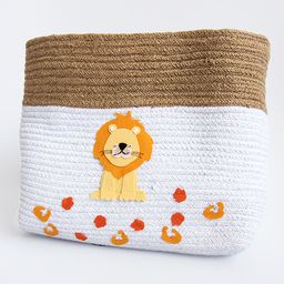 Yellow Doodle Baby Animals Large Organic Cotton Rope Basket - Multicolour-image-3