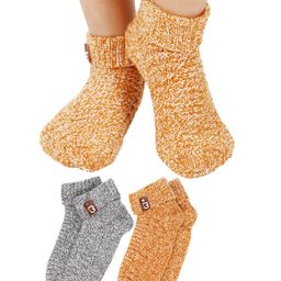 BHARATASYA Kids Pack Of 2 Pairs Heather Ankle Length Knitted Socks - Grey & Yellow-image-15