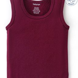 Babyoye Cotton Pullover Sleeveless Solid Thermal Vest - Maroon-image-22