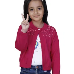 JoE Hazel Full Sleeves Sequin Embellished Starry Cardi Sweater - Pink-picture-4