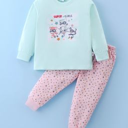 Teddy Sinker Knit Full Sleeves Night Suit with Koala Print - Sea Green-image-44