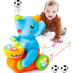 Fiddlerz Elephant Musician Toy Walking Drum Playing with 2 Ball Electric Toys for Kids - Blue-22