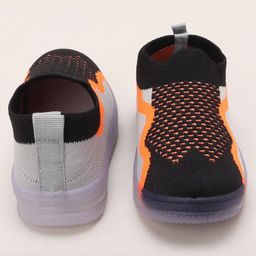 Priaansha Kids Mesh Detailed Colour Blocked Slip On LED Shoes - Grey-image-98