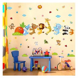 JAAMSO ROYALS Cartoon Animals in Raw Design Wall Sticker-image-12
