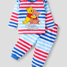 Babyhug Disney Single Jersey Knit Full Sleeves Night Suit With Winnie The Pooh Graphic - Blue Red & Light Blue-image-77