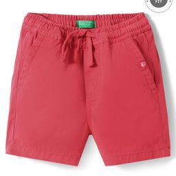 UCB Cotton Woven Above Knee Length Solid Color Shorts - Red-image-24