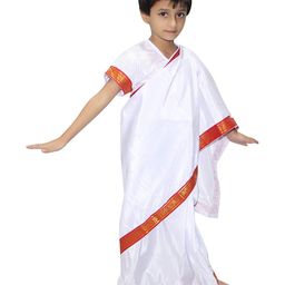 Kaku Fancy Dresses Bengali Dance Costume Set - White-image-1