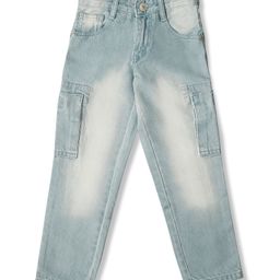 LEO Denim Mild Washed Cargo Jeans - Light Blue-image-82
