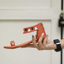 Shoetopia Geometric Designed With Zip Closure Sandals - Tan-image-58